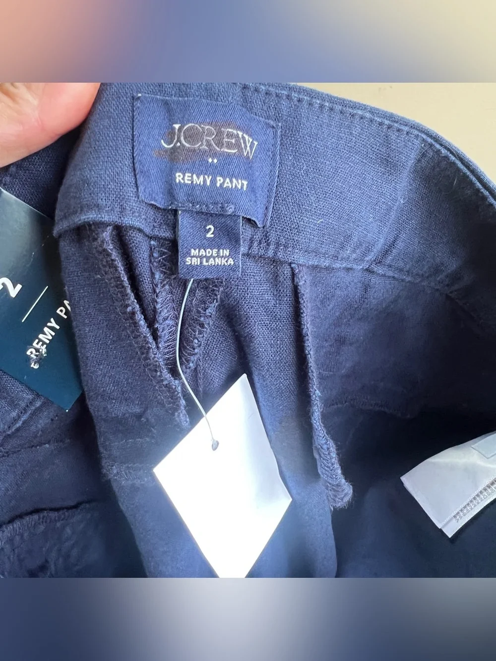 NWT J Crew Remy Navy Linen Blend Pants Sz 2